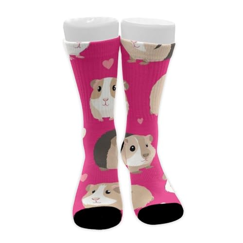 CWECVWE Boy's Classic Polyester Socks Moisture Wicking Sport Running Socks Love Heart Guinea Pig Pet