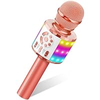 Karaoke Wireless Microphone, Kids Bluetooth Mic with LED, Wireless Karaoke Handheld Speaker Toy for Boys Girls, Home KTV/Parties Popular Singing Support Android & iOS Devices