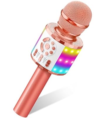 MicQutr Micrófono Karaoke Bluetooth Microfono Inalámbrico Karaoke Niña Portátil con Luces LED Regalo Juguetes para Niños Canta Partido Musica Compatible con Android iOS PC