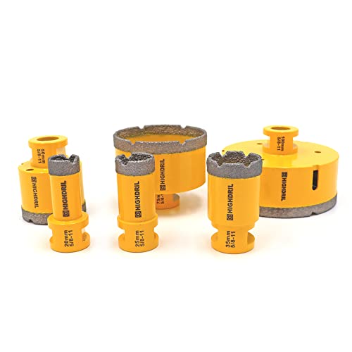 Highdril Diamond Core Drill Bits Set For Porcelain Tile Granite Marble Stone Brick Vacuum Brazed Hole Saws 6Pcs 20/25/35/50/75/100Mm #TOP10