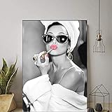 HHLSS Nordic Stil 50x70cm ohne Rahmen Retro Vogue Poster Schwarz Weiß Sexy Frau Wandkunst Vintage Mode Poster Vogue Powder Room Badezimmer Dekor