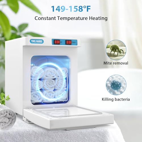 Towel Warmer, Towel Heater Cabinet, Heated Towel Steamer Quick Heating Towel Warmer with Towel Clip Fast Heating to 202 F, Large Capacity Beauty Towel Warmer for Spa, Facials, Shaving (White) - Image 2