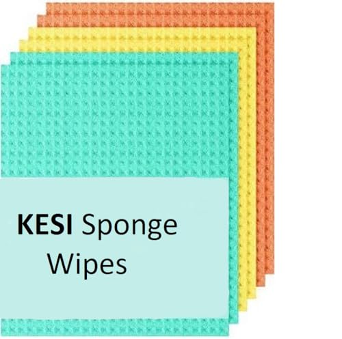 KESI Sponge Wipe Resusable Kitchen Cleaning Sponge- Easy to use, Multi- Color & Biodegradable,Scratch Free Cleaning for Glass, Kitchen Slab, Metal Surface, Appliances (Pack of 6)