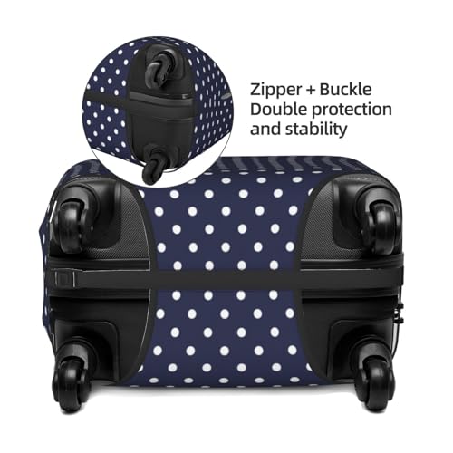 Luggage Cover Protector - Polka Dots Navy Blue Print Fit 18-21 Inch Suitcase Covers for Luggage3