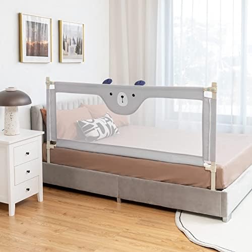Maxmass Toddlers Bed Guard, Extra Long Baby Bed Rail with Double Safety Child Lock and Anti-Collision Cotton, Anti-Fall Beds Mesh Guardrail for Twin, Double, Queen and King Bed (175 x 25 x 73-101 cm)