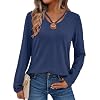 Women’s Long Sleeve Tops Keyhole Neck Detail Crew Neck Shirts Ring Cut Out Design Stretchy Tees 2025