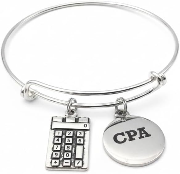 Amazon.com: CPA Charm Bracelet Silver Adjustable Bangle Accountant ...