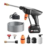 Portable Cleaning Solution: The pressure washer features a cordless self-priming water pump that ensures efficient water intake, enabling battery-powered performance for untethered outdoor cleaning in yards or during car wash tasks, enhancing convenience while reducing reliance on fixed power sources for versatile use in various settings
