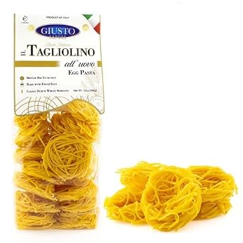 Giusto Sapore Italian Pasta - Egg 340g - Premium Organic Bronze Drawn Durum Wheat Semolina Gourmet Pasta Brand - Imported from Italy and Family Owned (Tagliolino, 6 pack)
