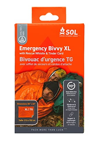 SOL Emergency Bivvy XL with Rescue Whistle, Orange