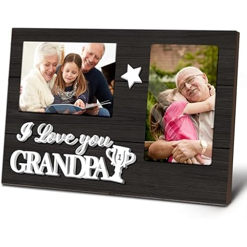 cocomong Grandpa Christmas Gifts, Grandpa Gifts from Grandkids for Christmas, Christmas Gifts for Grandpa, Best Grandpa Gifts, Christmas 3D Grandpa Picture Frame Holds 2 4x6 Inch Photos Cover