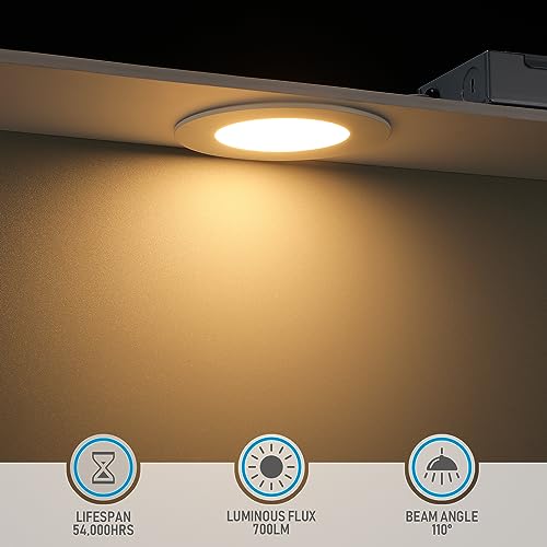 TORCHSTAR 4 Inch Slim LED Recessed Lighting with Junction Box, Dimmable 10W Ultra-Thin Recessed Light, 2700K Soft White, 700LM Basic Series LED Downlight, ETL & Energy Star, Pack of 6 by TORCHSTAR - Image 2
