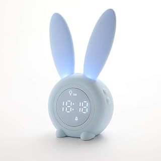 EFARMA ❀ despertadores de cabecera, Control de luz LED Pantalla de Temperatura de luz Nocturna Despertador for niños Multifuncional-Verde for Dormitorio (Color : Blue) (Color : Pink) (Color : Blue)