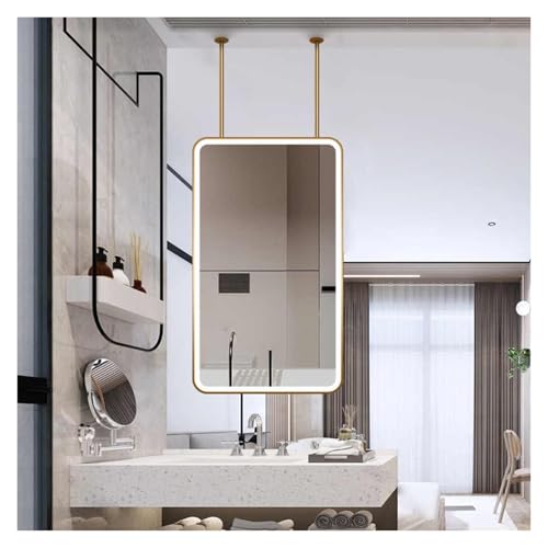 Miroir de maquillage rectangulaire en fer pour hôtel et maison dorée - 2