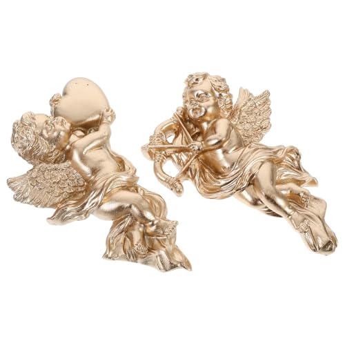 Décoration murale d'ange pour salon et couloir chic avec ailes en résine FOMIYES dorées artistiques