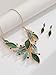 Mycitta Vintage Chunky Statement Jewelry Set 14k Gold Plated Retro Spring Green Leaf Floral Bohemian Boho Bib Necklace Earring Set Fashion Jewelry for Women Wedding Party Prom Unique Gift