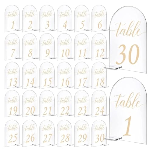 OJEVMLFVQ Table Numbers 30pcs Arched Table Sign Seats Card Guest Name Tags Wedding Banquet Place Card 1-30