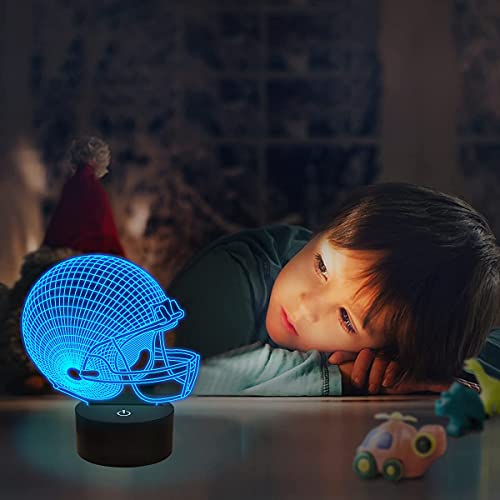 Football Helmet Gift, Football Sport Night Light for Boys, 3D Illusion Glow Light Lamp for Room Decoration with 16 Colors + Remote Control + Dim Function - Thumbnail 3