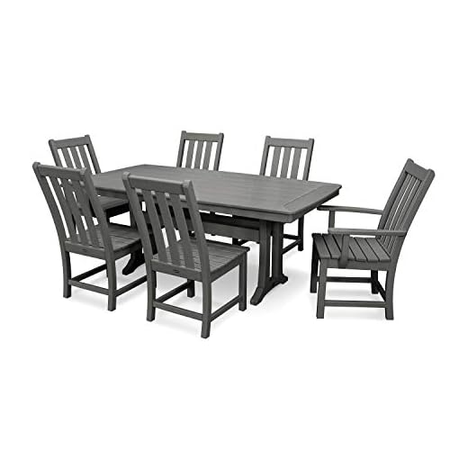 POLYWOOD® Vineyard 7-Piece Dining Set with Trestle Legs in Slate Grey