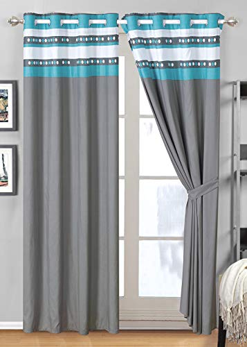 12 - Piece Aqua Blue, Grey, White Floral Bed-In-A-Bag California Cal King Size Bedding + Sheets + Accent Pillows Comforter Set #TOP1