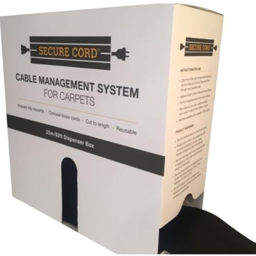 Secure Cord ASC25B Cable Management System for Carpets - 82 Foot/Black
