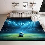 Alfombra Estadio De Fútbol Moderno Espectadores Iluminación 80 x 150 cm, con Base Antideslizante de TPR Junta de Goma Alfombras Felpudo Decorativas, para Suelos Exteriores e Interiores Azul Oscuro