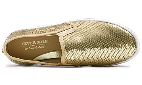 Image of FEVERSOLE Women's Fashion Sparkle Sequin Embellished Sneaker Party Holiday Casual Shoes