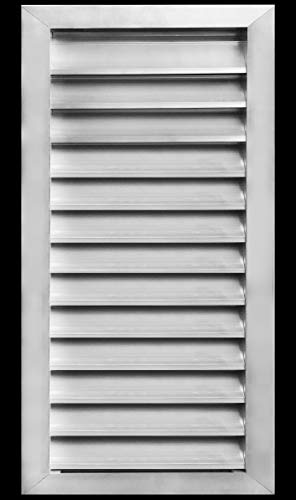 HVAC Premium 14"W x 32"H Aluminum Exterior Gable Louver Vent for Walls & Crawlspace - Weather-Resistant Air Grille with Screen Mesh - [Outer Dimensions 15.75"W x 33.75"H]