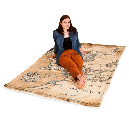 Lord of the Rings fleece deken middelste aarde kaart met teddybont Sherpa 200x150cm elvenbos beige - Afbeelding 4