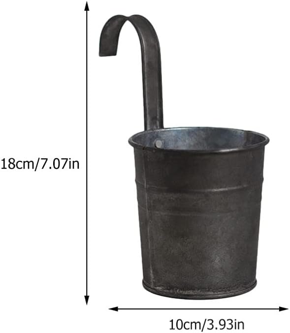 generic 2pcs Hanging Flower Pots French Style Rustc Iron Bucket Planter Balcony Garden Patio Rail Railing Fence Wall Hanging Planters Farmhouse Decoration : Patio, Lawn & Garden