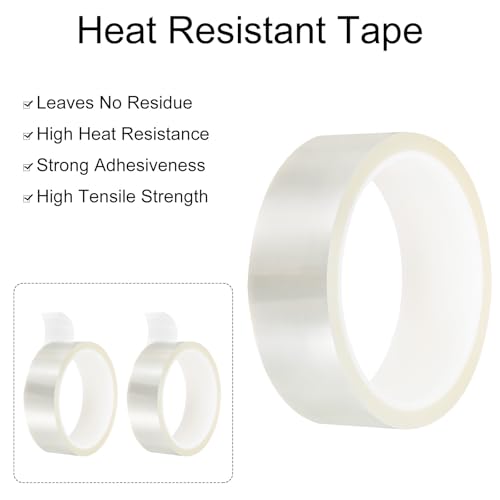 Image of uxcell Clear Heat Tape, 4 Rolls 30mmx33m 108ft High Temperature Heat Resistant Tape for Sublimation,Heat Vinyl Press,Heat Transfer, Circuit Board, No Residue