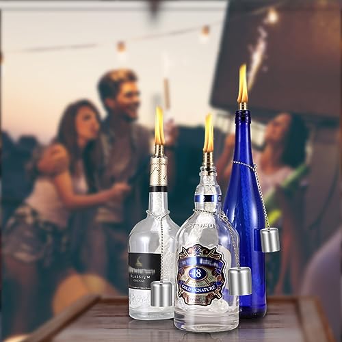 LANMU Wine Bottle Torch Wicks, Outdoor Patio Backyard Torches Lights, Oil Lamps Replacement Wick Hardware Kit, DIY Homemade Torch Decor (3 Pack)
