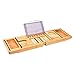 Produktbild Bamboo Badewanne Caddy Erweiterbar Badewanne Stehen mit Weinglas Halter, Buchstütze und Tablet PC, Telefon Ständer, etc.