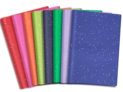 woric 135 Sheets Glitter Tissue Paper for Gift Bags 8 Assorted Colors Tissue Paper Bulk for Birthday Graduation School Art DIY Crafts Small Business 20x14 Inch