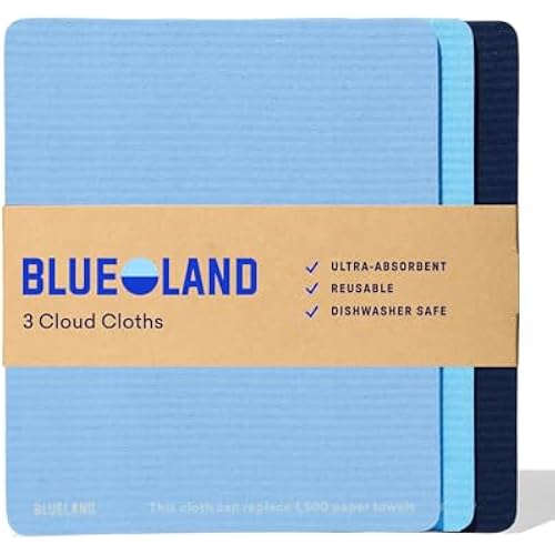 BLUELAND Cloud Cloth, 3-Pack, Reusable Paper Towel, Swedish Dishcloth
