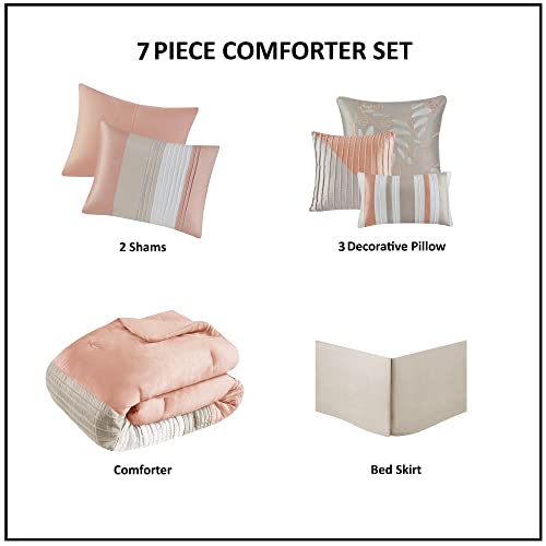 Madison Park Amherst 7 Piece California King Comforter Set, Coral #TOP5