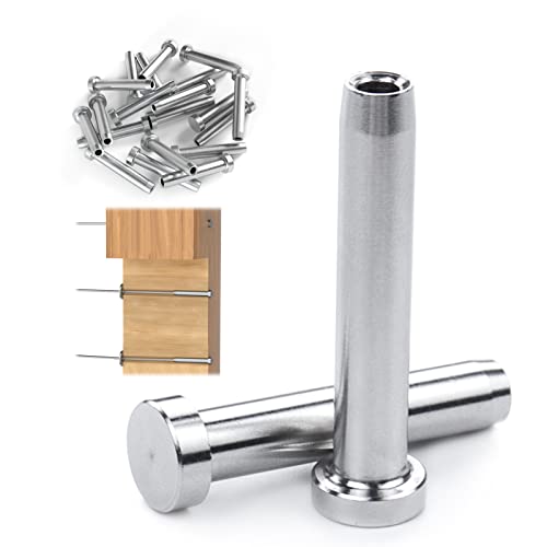 Muzata 20Pack 1/8" Stemball Swage Dead End Invisible Cable Railing Kit Hardware Terminal End Fitting T316 Stainless Steel for Wood Stair Deck WoodHidden System CR24,CV1 CV2