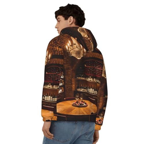 Sweat à capuche imprimé cave vin pull homme doux coupe décontractée - 5