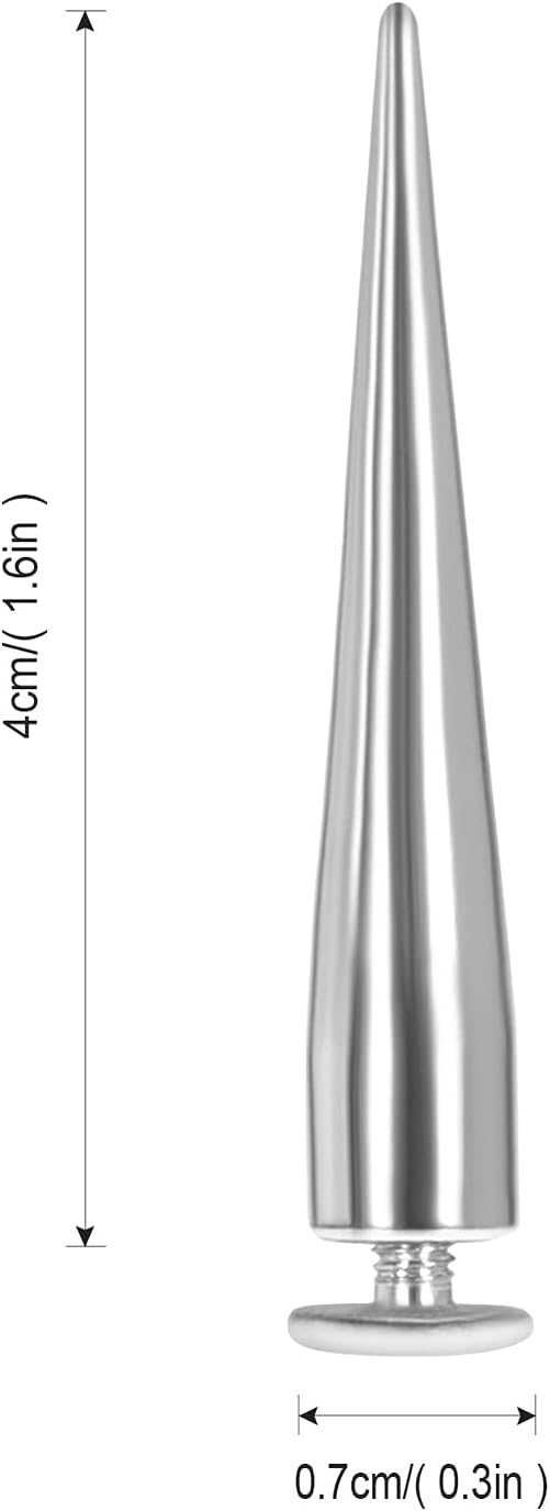 Uviviu 20 Pcs 40mm Spike and Studs, Metalic Rivet Screw on Cone for Leather Crafts Punk DIY Clothing (40MMx20Pcs, Silvery)