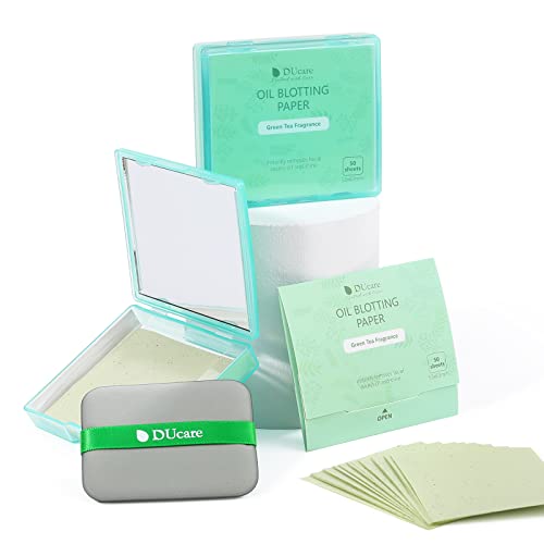 oil blotting sheets for face ducare 100 counts green tea blotting paper for oily skin with portable mirror case amp makeup puff oil absorbing sheets for face