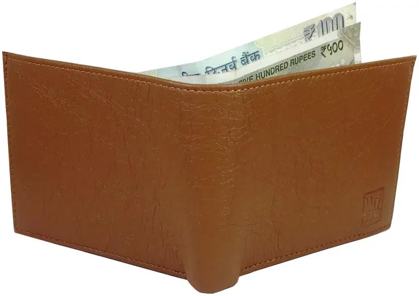 Image of Men's Classic Tan Leather Wallet, Bifold Design, Multiple Card Slots and Currency Compartments, Premium Stitched Finish