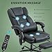 Ergonomic Massage Office Chair with Lumbar Support, Faux Leather Reclining Desk Chair for All-Day Comfort,6-Point Vibration & Adjustable Features to Relieve Back Pain During Long Work Sessions (Black)
