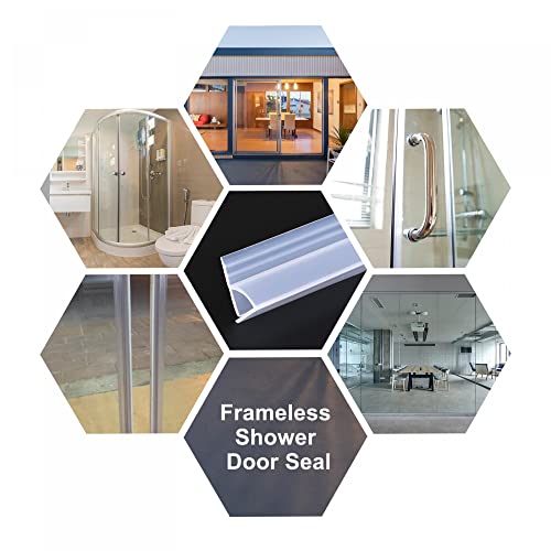 Uxcell Frameless Glass Shower Door Sweep, 59.06" Long, For 1/2"(12Mm) Glass, H-Type Door Bottom Side Seal Strip #TOP4