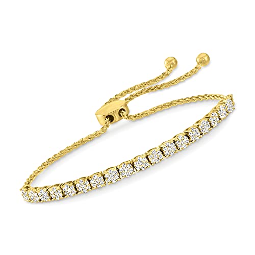 Ross-Simons 1.00 ct. t.w. Diamond Cluster Bolo Bracelet in 18kt Gold Over Sterling