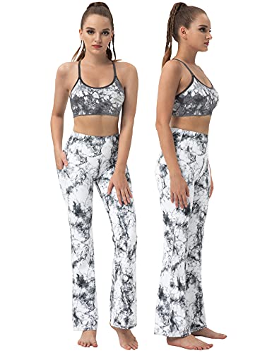 Image of BUBBLELIME 29 inch /31 inch /33 inch /35 inch /37 inch Women High Waist Bootlegs Yoga Pants Tummy Control Bootcut Workout Flared Out Pockets
