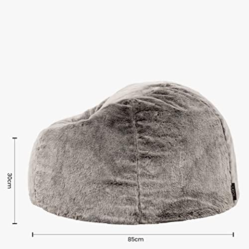 icon Kenai Faux Fur Bean Bag Chair, Arctic Wolf Grey, Luxury Fluffy Bean Bags Adult, Large Bean Bags with Filling Included, Living Room Bean Bags