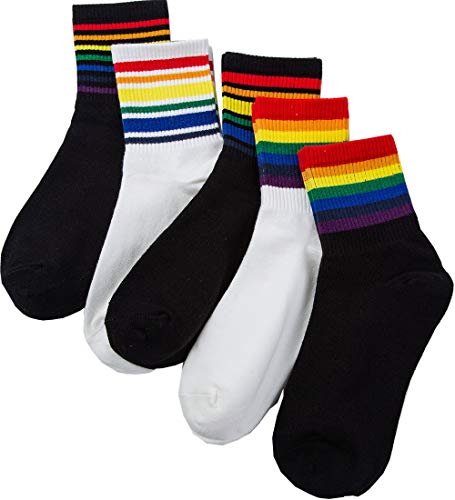 Losa Kute 4/5 Pairs Womens Crew Socks Women Casual Nolvety Funny Long Cute Socks Fs(Rainbow) #TOP1