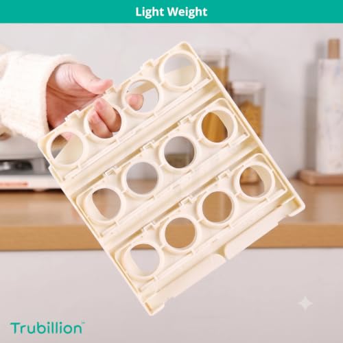 Image of EggFold Stackable 3 Tier Foldable Egg Tray, 24 Egg Storage, 8 Slots Per Layer, Space-Saving Organizer Basket Tray for Fridge Side Door, Tabletop & Cabinet, BPA-Free, Durable, Freezer Safe