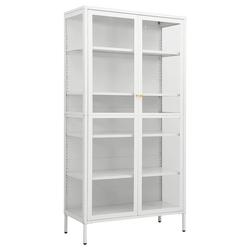 Vitrina Blanco 90x40x180 cm Acero Vidrio Templado | 4 estantes ajustables, resistentes y duraderos, fáciles de limpiar, armario auxiliar