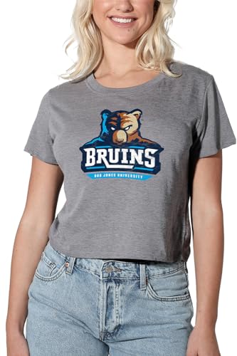 Bob Jones University Official Distressed Primary Logo Women's Crop Top T-Shirt, Athletic Heather, Medium